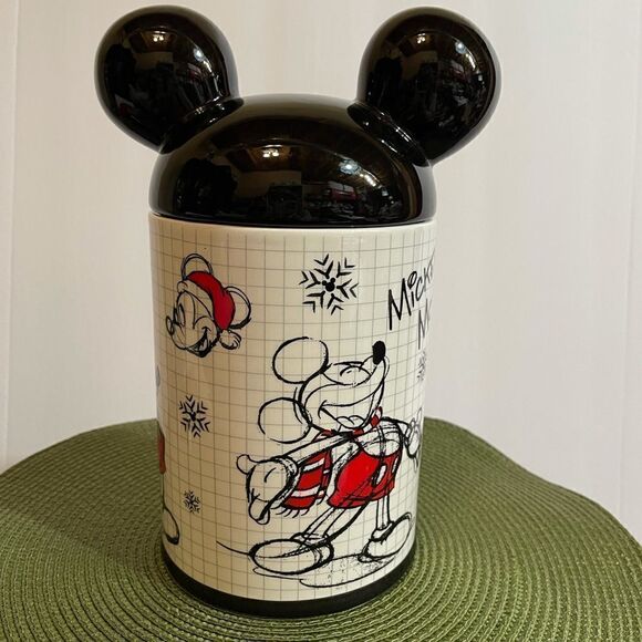 Disney Christmas Mickey Mouse Sketchbook Canister Cookie Jar NWT - Picture 5 of 11